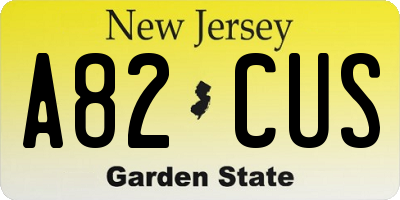 NJ license plate A82CUS