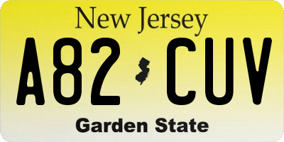 NJ license plate A82CUV