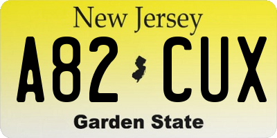 NJ license plate A82CUX