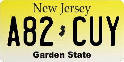 NJ license plate A82CUY