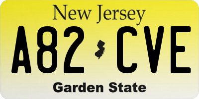 NJ license plate A82CVE