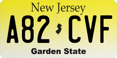 NJ license plate A82CVF