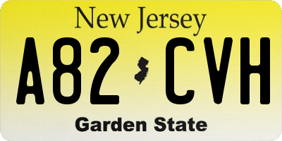 NJ license plate A82CVH