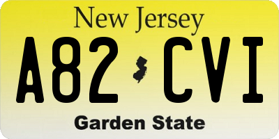 NJ license plate A82CVI