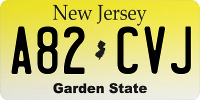 NJ license plate A82CVJ
