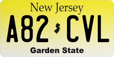 NJ license plate A82CVL