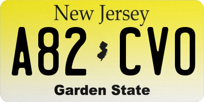 NJ license plate A82CVO