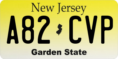 NJ license plate A82CVP