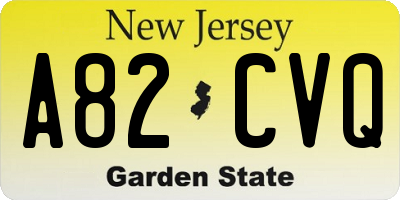 NJ license plate A82CVQ