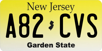 NJ license plate A82CVS