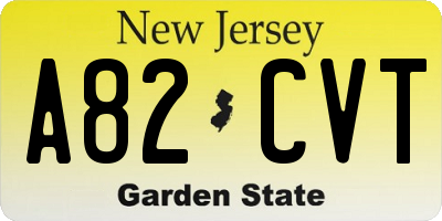 NJ license plate A82CVT