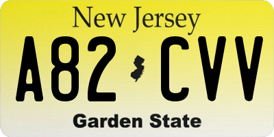 NJ license plate A82CVV