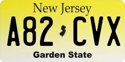 NJ license plate A82CVX