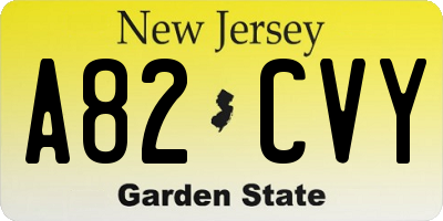NJ license plate A82CVY
