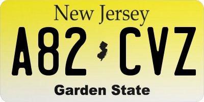 NJ license plate A82CVZ