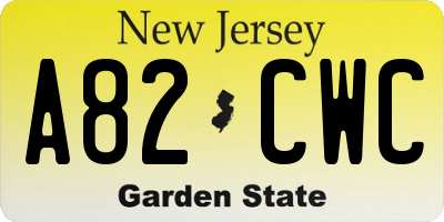 NJ license plate A82CWC