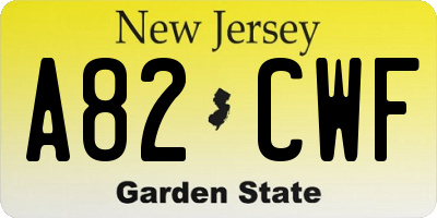 NJ license plate A82CWF