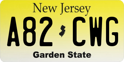 NJ license plate A82CWG
