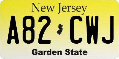 NJ license plate A82CWJ