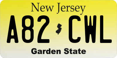 NJ license plate A82CWL