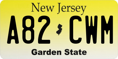 NJ license plate A82CWM