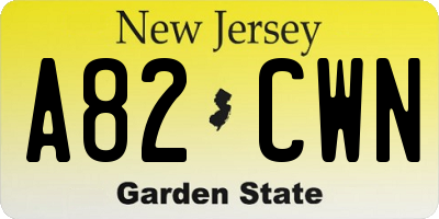 NJ license plate A82CWN
