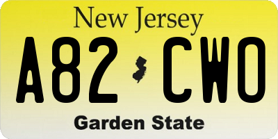 NJ license plate A82CWO