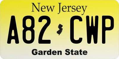 NJ license plate A82CWP