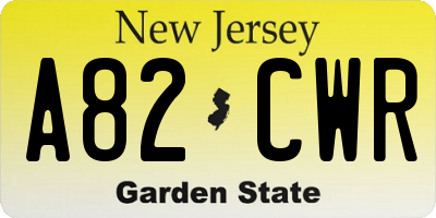 NJ license plate A82CWR