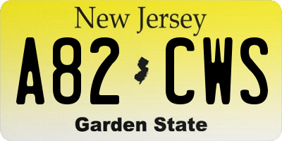 NJ license plate A82CWS