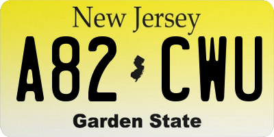 NJ license plate A82CWU