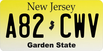 NJ license plate A82CWV
