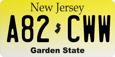 NJ license plate A82CWW