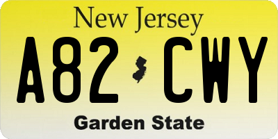 NJ license plate A82CWY