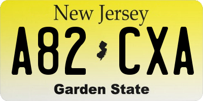 NJ license plate A82CXA
