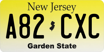NJ license plate A82CXC