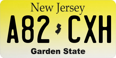 NJ license plate A82CXH