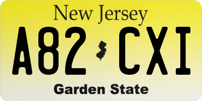 NJ license plate A82CXI