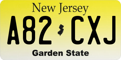 NJ license plate A82CXJ