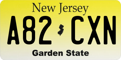 NJ license plate A82CXN