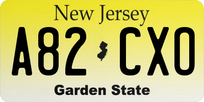 NJ license plate A82CXO