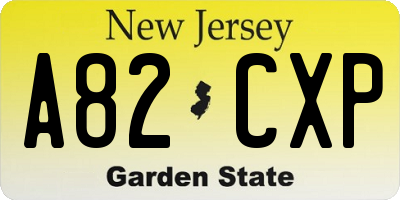 NJ license plate A82CXP