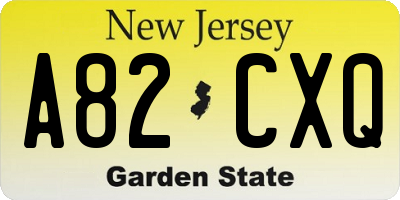 NJ license plate A82CXQ