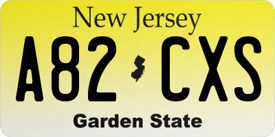 NJ license plate A82CXS