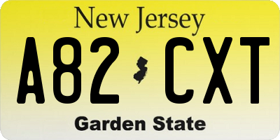 NJ license plate A82CXT