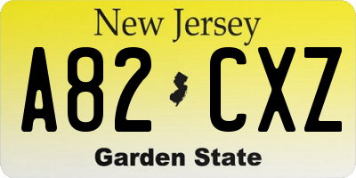 NJ license plate A82CXZ