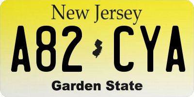 NJ license plate A82CYA