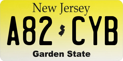 NJ license plate A82CYB