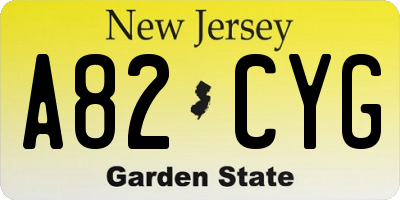 NJ license plate A82CYG