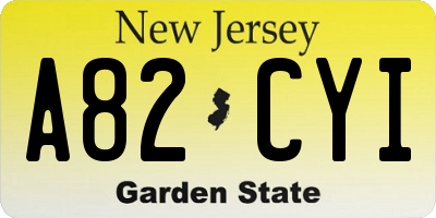 NJ license plate A82CYI
